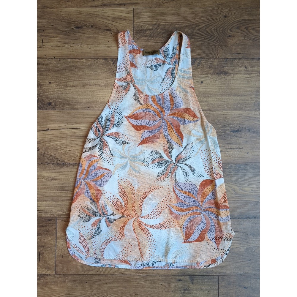 Karen Zambos 100% Silk Made In‎ USA Sleeveless Floral Print Blouse Size Small